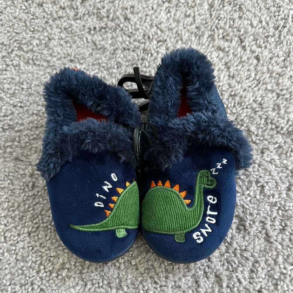 Dino Snore Kids Slippers - Navy Blue
